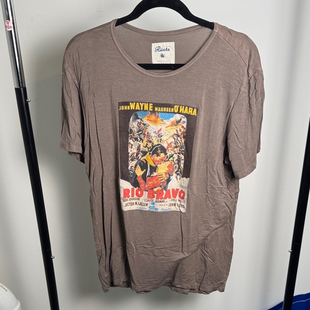 River's Rio Bravo John Wayne Brown Graphic T-Shirt Size Medium